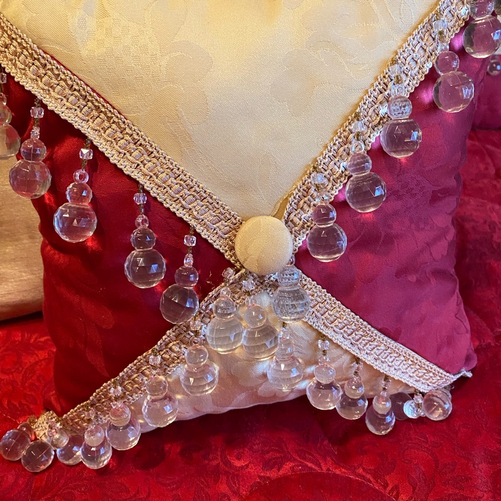 CUSTOM MADE Beaded Tassel  Accent Pillow